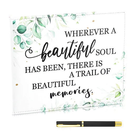Patelai Funeral Guest Book with Pen Memorial Service Celebration of Life Guest Book Sign in Book for Funeral Leather Cardinal Guest Book in Loving Memorial Gift, 112 Pages(Eucalyptus)