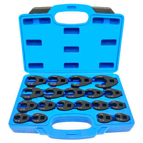 ZKTOOL 3/8” and 1/2” Drive Jumbo Crowfoot Flare Nut Wrench Set, 19PC Metric Tool 8 to 32 mm Sizes,Flare Nut Wrench set for 3/8in and 1/2in Drive Ratchet.
