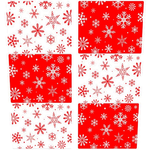 OBUSATT Christmas Placemats Set of 6 Christmas Red and White Snowflake Plastic Table Mats Winter Place Mats Washable Seasonal Xmas Winter Holiday Table Decoration for Indoor Outdoor Party Kitchen Dining Table