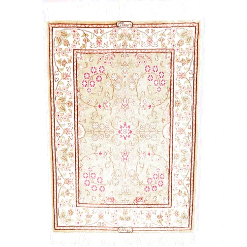 TIANJIANG Carpet 1.65ftx2.25ft Small Hand Woven Carpet Mats Silk Floral Rugs Home Decor