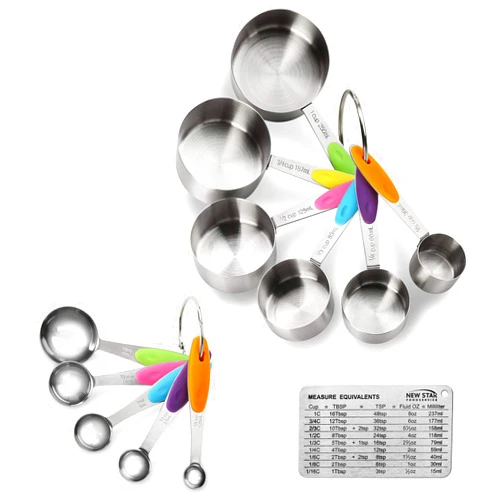 New Star Foodservice 1028065 Stainless Steel 18/8 12-Piece Measuring Cup and Spoon Set
