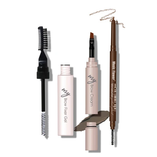 MAKETOPYZN 3-IN-1 Brow Kit, Multi-tasking Eyebrow Makeup Includes Brow Sculpt + Brow Pomade + Brow Pencil, Sculpt, Shade and Define 3D Natural Long Lasting Eyebrows (DARK BROWN)