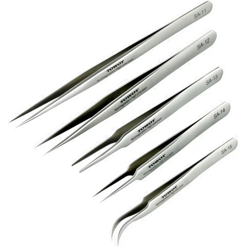 TOWOT Precision Tweezers, 5 PCS Machine Tweezers Made of Stainless Steel Heat Resistant for Craft, Electronics, Soldering, Experimental Work, Jewelry-Making, Non-Magnetic Tweezers, by TOWOT