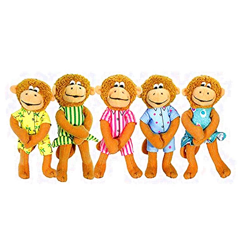 MerryMakers Five Little Monkeys Finger Puppet Playset, Set of 5, Polyvinyl Chloride, 5-Inches Each