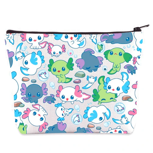 WZMPA Cute Axolotl Cosmetic Bag Axolotl Inspired Gifts Salamander Lovers Makeup Zipper Pouch Bag Axolotl Merchandise (Axolotl)