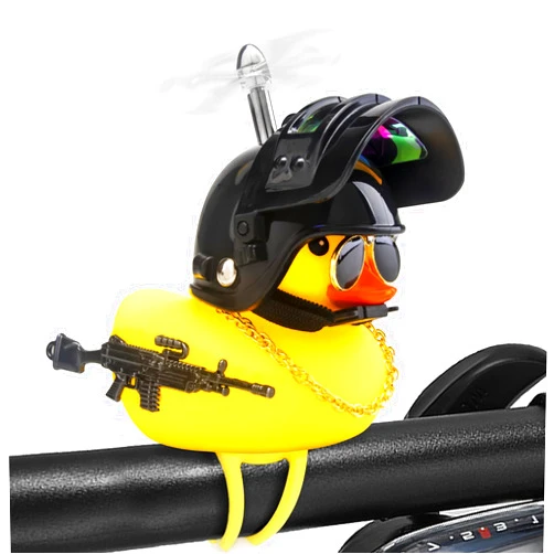 wonuu Rubber Duck Bike Bell, Squeeze Ducks with Helmet for Cycling Car Dashboard Decorations Motorcycle Bicycle Accessories
