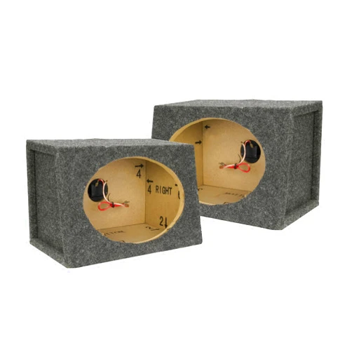 Scosche SE69KT2-WP1 6x9 Car Audio Speaker Box, Subwoofer Enclosure with Gray Carpet, Assembly Required, Speakers not Included, Set of 2 Speaker Boxes