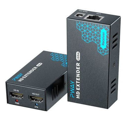 PWAY HDMI Extender 500ft Over Single Cat5e/6, One to Multiple Monitors by Gigabit Ethernet Switch, Full HD 1080P@60Hz Video Extended