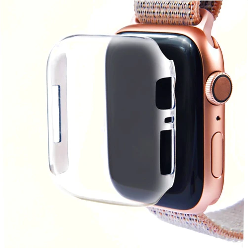 Leotop Compatible with Apple Watch Case 40mm 44mm, PC Hard Clear Screen Protector Full Cover Thin Snap-On Anti-Scratch Lightweight Bumper Compatible iWatch Series 6 5 4 SE (Clear, 44mm)
