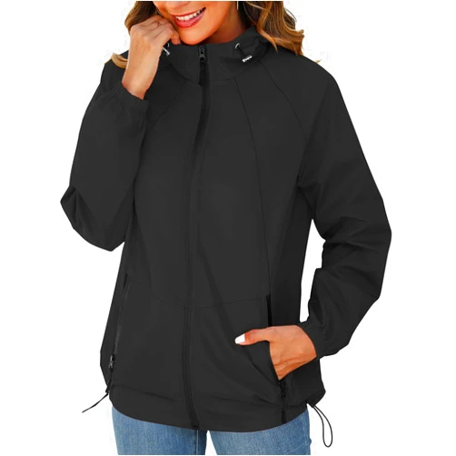 Avoogue Rain Jacket for Women Waterproof Lightweight Windbreaker Jacket with Hood Packable Raincoat with Pockets S-3XL