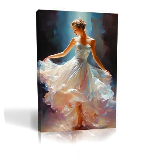 Generic Ballerina Wall Art, Black and White Ballet Canvas Prints, Elegant Dancer Painting, Beautiful Girl Poster, Woman Dancing Wall Pictures for Bedroom Dance Room Home Decor (Black,30L x 20W)