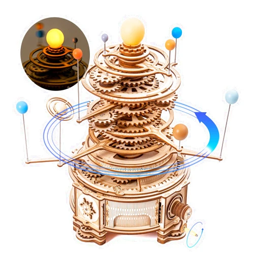 ROKR 3D Wooden Puzzles for Adults Huge Orrery Model - Toy Building Set Mechanical Puzzles 8 Orbiting Planets Unique Gifts for Boys/Girls