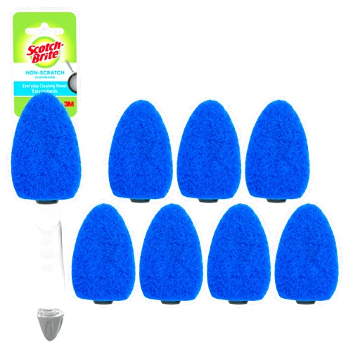 Scotch-Brite Non-Scratch Dishwand Kit, 1 Dish Wand & 7 Sponge Refills, Keep Hands Out of the Mess, Removes Stuck-on Food, Best for Nonstick Pots and Pans, Glass, & Tubs, Fits all Scotch Brite Refills