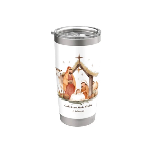 God is Good Christian Gifts and Apparel Boho Nativity Scene God's Love Made Visible Christmas Stainless Steel Insulated Tumbler