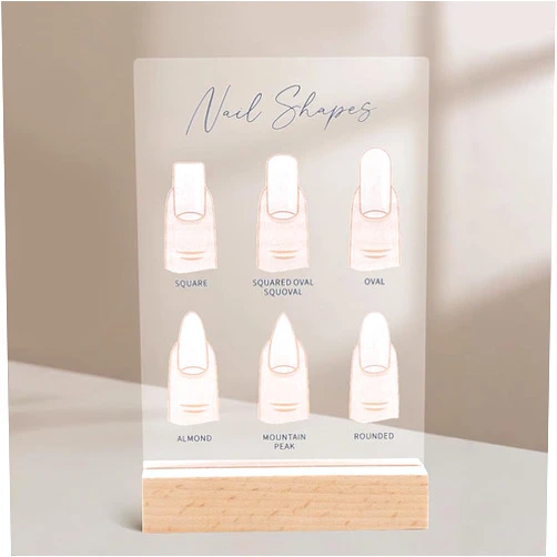 Art lalic Acrylic Nail Shapes Display Board, Static Artwork Sign for Salon Counter Decor, Mannequin Finger Tips & Nail Shape Identification Guide