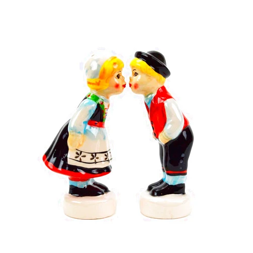 Essence of Europe Gifts Norwegian Kissing Couple Collectible Ceramic Salt and Pepper Shakers Set by E.H.G