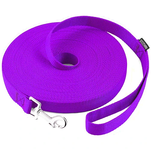 AMAGOOD Dog/Puppy Obedience Recall Training Agility Lead-15 ft 20 ft 30 ft 50 ft Long Leash-for Dog Training,Tie Out,Play,Safety,Camping (15Feet x 1Inch, Purple)
