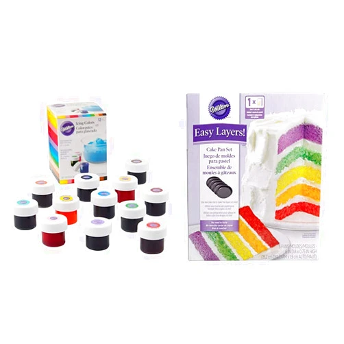 Wilton Icing Colors, 12-Count Gel-Based Food Color & 2105-0112 Easy Layers! 6 Inch (Set of 5),Gray