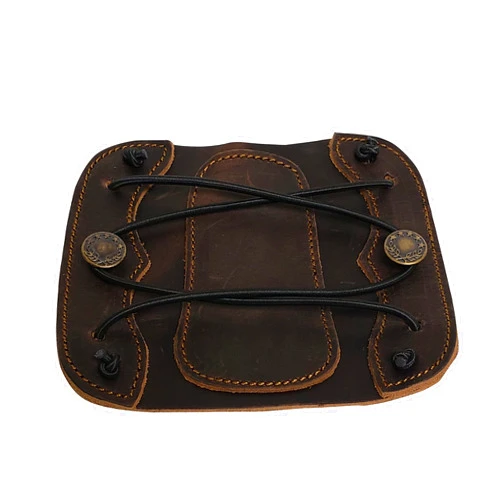 Southland Archery Supply SAS Leather Traditional Arm Guard with Stretch Cord and Button Hook Armguard for Archery Bow Range Longbow Recurve Bow
