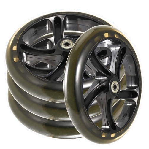 SEUNMUK 4 Pack 8 Inch /200mm Scooter Replacement Wheels, Adult Teen Kick Scooter Wheels Solid Replacement Wheels Set with ABEC-11 Bearings for Most Push Kick Scooters, Black