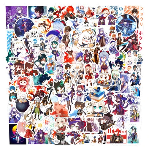 POTOTA Genshin Impact Stickers[100pcs] Waterproof for Decal Laptop Water Bottle Car Cup Computer Guitar Skateboard Luggage Bike Bumper Kid/Teen Gift(Genshin Impact Stickers)