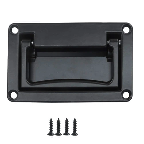 Piutouyar Recessed Pull Handle Hatch Handle Replacement, Zinc Alloy Toolbox Recessed Handles Flush Lift Pull Container Handles with Mount Screws for Cabinet, Drawer, Deck Hatch(Big, Black)