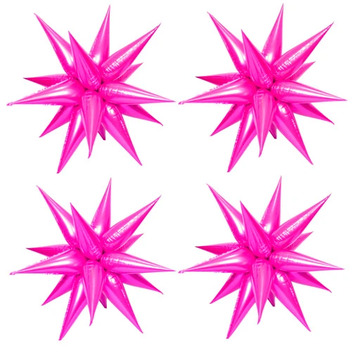 LHOAVWE 50 Pcs Hot Pink Foil Cone Star Balloons Big 26 inch Pink Explosion Star Mylar Balloons 12 Point 3D Starburst Star Balloons for Party Supplies Christmas Birthday Wedding Decorations Party Supplies