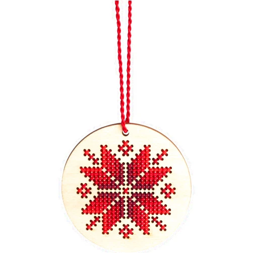 Dimensions Counted Cross Stitch, Nordic Snowflake Wooden Christmas Ornament Craft Kit, 1 Pc