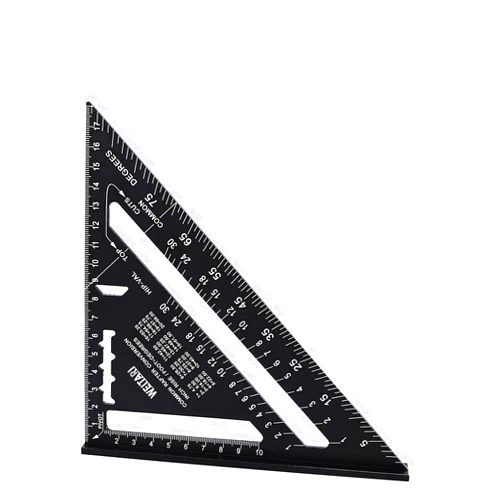 WEITARI 7 inch Rafter Square Triangle Ruler Angle Ruler Aluminum Alloy Double Scale Carpenter Triangle Square Rafter Tool Mensurement Tool for Woodworking and Carpentry