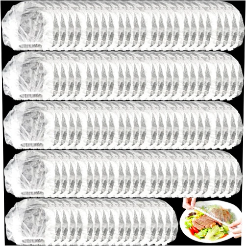 TIHOOD 300PCS Disposable Plastic Food Cover Wrap Elastic Food Lids Refrigerator fruit food Stretch Dustproof Bowls Cups Cover