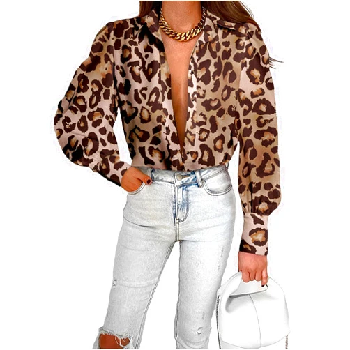 EVALESS Womens Tops Button Down Shirts Print Long Sleeve Blouses for Women Fashion 2025