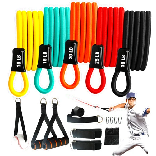 JWHOO Baseball Bands, 16 Pcs, Highly Elastic & Durable Baseball Arm Bands, Baseball Resistance Trainer with Interchangeable Grips, Ideal for Baseball Training, Warm-Ups & Beginner Learning