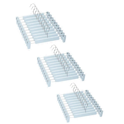 Lamitocs Skirt Hangers, Pants Hangers with Clips，360 ° Swivel Hooks Space Saving Hangers for Pants, Skirts, Clothes, Jeans (30 Pack, Light Blue)