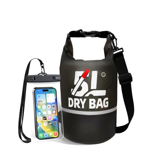 Heliosea Waterproof Dry Bag for Women and Men,5L Roll Top Lightweight Storage Bag Reflective Backpack with Waterproof Phone Pouch Suitable for Travel Swimming Boating Kayaking Paddle Accessories