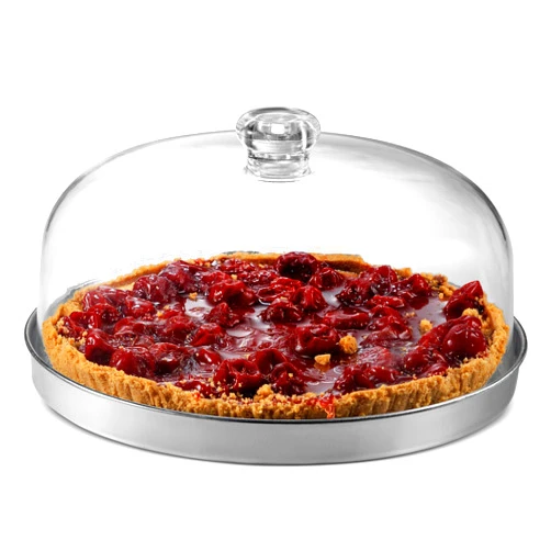 Godinger Cake Stand, Cake Plate Server with Dome, Galvanized Metal Serving Tray and Shaterproof Acrylic Lid