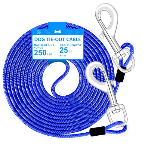 MooonGem 25ft Dog Tie Out Cable, Dog Leash Heavy Duty Tie Out Cable for Large Dogs Up to 500lbs Pull Force, Dog Runner for Yard Outdoor and Camping, Blue