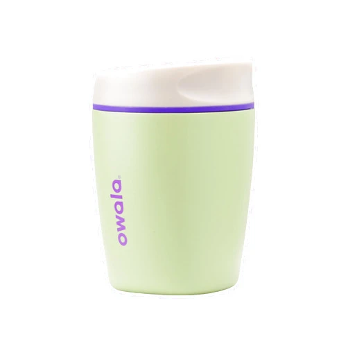 Owala SmoothSip Insulated Stainless Steel Coffee Tumbler, Reusable Iced Coffee Cup, Hot Coffee Travel Mug, Perfect for Cappuccino, BPA Free, 10 oz, Green (Hip Cactus)