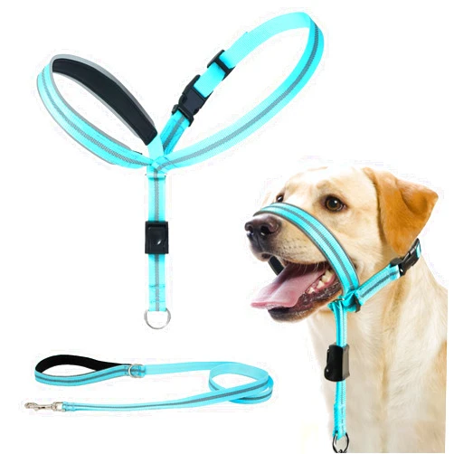 BARKLESS Dog Head Collar, Reflective Head Halter for Small Medium Large Dogs with Soft Padding, No Pull Dog Mouth Harness with Training Leash, Adjustable Muzzle Leash for Gentle Walking