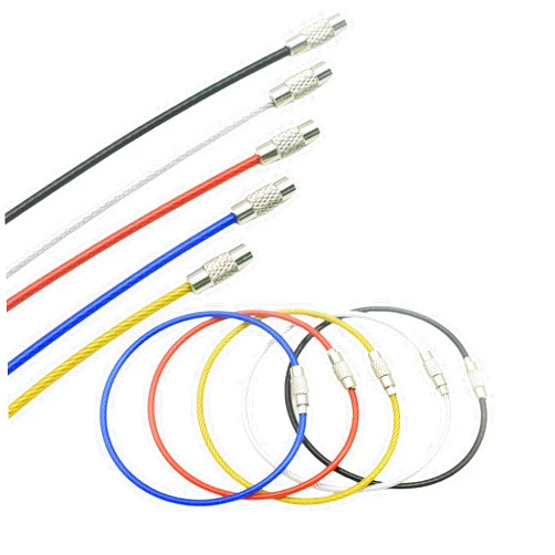 MyyYiTar 50 Pack Cable Keychains 2mm Coated Steel Wire Loops - 4.3 Inch Key Rings for Hanging Luggage Tags, Keyrings,ID Holders and DIY Crafts,5 Colors Assorted(50 Pcs)