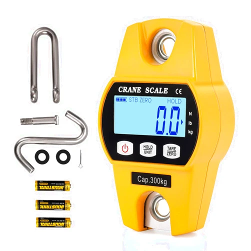 Bonvoisin Mini Digital Crane Scale 300kg/600lbs Industrial Hanging Scale Portable Electronic Weighing Crane Scale LCD Display CE/RoHS Certified (300kg/660lb)