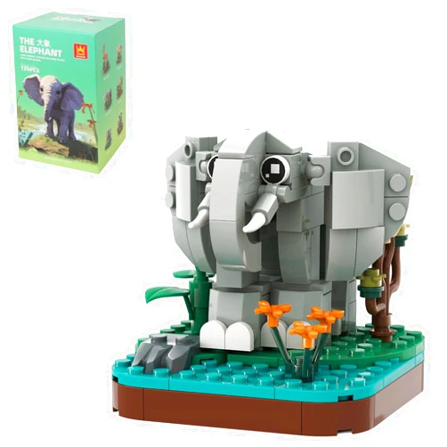 MEIEST Mini Animals Building Blocks Set,Land Animal Themed Collection Construction Building Bricks Toy,Cute Home Decors(4th Series) (Elephant)