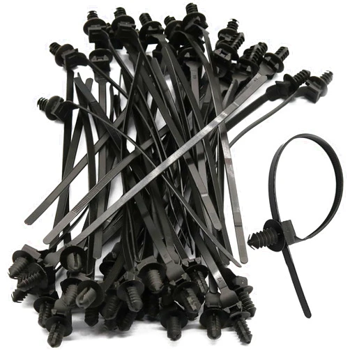 OIIKI 50 Pack Cable Zip Ties, 8 Inch Nylon Push Mount Self Locking Cable Ties for Indoor Wire Tying-Black