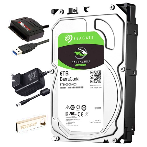 Fantom Drives FD 6TB Internal Hard Drive Upgrade Kit with Seagate Barracuda ST6000DM003, 5400RPM, 256MB Cache