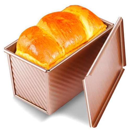Yupjlia Pullman Loaf Pan with Lid, Premium 1 lb Dough Nonstick Bread Pan with Lid for Homemade Bread, Heavy Duty Carbon Steel Corrugated Sandwich Bread Loaf Pan with Cover for Baking Bread, Bakeware