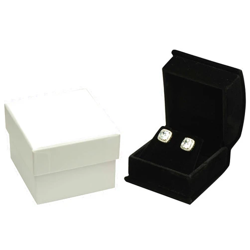 The Jewellery Pak 12 Piece Black Color Luxury Velvet Multiple Use Earring Necklace Pendant Jewelry Gift Box with an Extra Individual White Packer Box Size 2.15〞(W)*2.15〞(D)*1.65〞(H)( Not a Bigger Earring Necklace Box, Suggested for Small Earring Necklace Sets)
