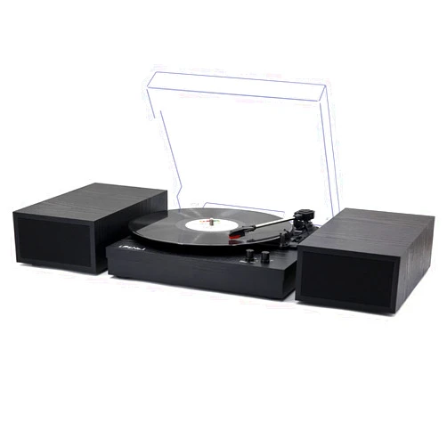 LP&No.1 Vinyl Record Player with Stereo Bookshelf Speakers, 3-Speed Belt-Drive Turntable, Vintage Wood Finish LP Player with Wireless Playback, Auto-Stop Switch, RCA for Music Lover & Home Decoration | Black