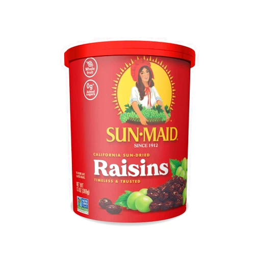 Sun-Maid California Sun-Dried Raisins - 13 oz Resealable Canister - Dried Fruit Snack for Lunches, Snacks, and Natural Sweeteners