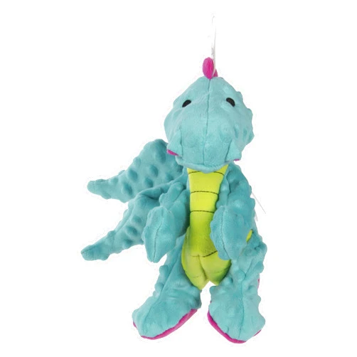 goDog Bubble Plush Dragons Squeaky Dog Toy, Chew Guard Technology - Turquoise, Small