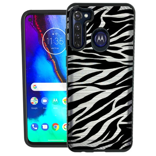 CASES ON DESK CasesOnDeck Fitted Case Compatible with [Motorola Moto G Stylus (2020)] [Brushed Armor] Hybrid Grip Case (Zebra Stripes)