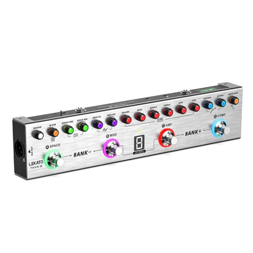 LEKATO Bass Multi Effects Pedal, Bass Effects Pedal with 36 Presets, Editable 4 Modules, Amp, Compressor, Mod, Space, Reverb, IR CAB, Tuner, BT Connection, Music Recording